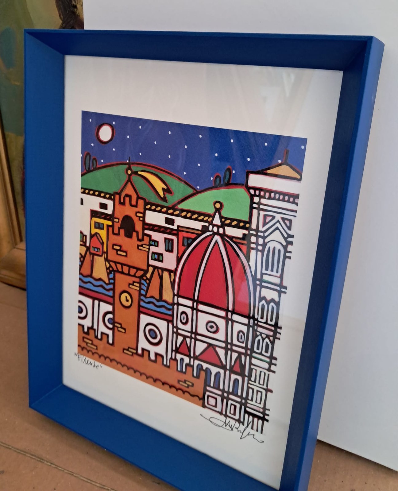 Firenze — illustrazione in cornice blu
